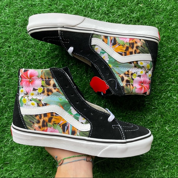 Vans Shoes - Vans Sk8 Hi Tropical Animal Checkerboard